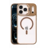Mey İthalat®   iPhone 17 Pro Max Remim Lensli Magsafe Standlı Kapak - Kahverengi