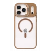 Mey İthalat®   iPhone 17 Pro Max Remim Lensli Magsafe Standlı Kapak - Kahverengi