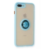 Mey İthalat®   iPhone 7 Plus Kılıf Montreal Yüzüklü Silikon Kapak - Buz Mavi