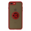 Mey İthalat®   iPhone 7 Plus Kılıf Montreal Yüzüklü Silikon Kapak - Kırmızı