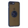Mey İthalat®   iPhone 7 Plus Kılıf Montreal Yüzüklü Silikon Kapak - Lacivert