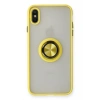 Mey İthalat®   iPhone X Kılıf Montreal Yüzüklü Silikon Kapak - Sarı