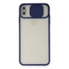 Mey İthalat®   iPhone X Kılıf Palm Buzlu Kamera Sürgülü Silikon - Lacivert