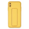 Mey İthalat®   iPhone XS Max Kılıf Coco Deri Standlı Kapak - Sarı