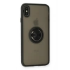 Mey İthalat®   iPhone XS Max Kılıf Montreal Yüzüklü Silikon Kapak - Siyah