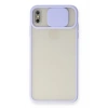 Mey İthalat®   iPhone XS Max Kılıf Palm Buzlu Kamera Sürgülü Silikon - Lila