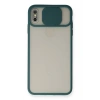 Mey İthalat®   iPhone XS Max Kılıf Palm Buzlu Kamera Sürgülü Silikon - Yeşil