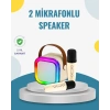 Mey İthalat® Kablosuz Karaoke Hoparlör – Çift Mikrofon ve LED Işıklı