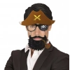 Mey İthalat® Kahve Renk Şapkalı Siyah Sakallı Pipolu Jack Sparrow Denizci Korsan Gözlüğü 24x25 cm