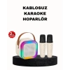 Mey İthalat® Karaoke Hoparlör Taşınabilir Çift Mikrofonlu ve LED Işıklı Bluetooth 5.0