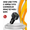 Mey İthalat® Kompakt Tasarımlı Type-C + USB Girişli Araç Şarj Başlığı