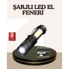 Mey İthalat® Küçük Boy Şarjlı LED El Feneri Taşınabilir Klipsli
