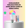 Mey İthalat® Kumanda Destekli Çok Renkli Akıllı LED Ampul