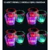 Mey İthalat® LED Işıklı Eğlence Bardakları - 3 Modlu Renk Değiştiren Bardak 12 Adet
