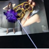 Mey İthalat®  Lüks Taşlı Saplı Maskeli Balo Maskesi Mor Renk 35 cm