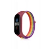 Mey İthalat®   Mi Band 4 Hasırlı Cırtcırtlı Kordon - Gökkuşağı
