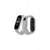 Mey İthalat®   Mi Band 6 Spor Delikli Kordon - Gri-Kırmızı