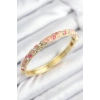 Mey İthalat® Mineli Pirinç Zirkon Taşlı Pembe Çiçek Motifli Gold Kadın Kelepçe