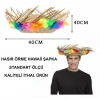 Mey İthalat® Naturel Renk Püsküllü Örme Hasır Hawaii Luau Aloha Şapka 13x36 cm