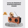 Mey İthalat® Nostaljik Gramofon Bluetooth Hoparlör – FM Radyo + USB + SD Kart Destekli