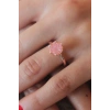 Mey İthalat® Pembe Lotus Çiçek Figür Gold Renk Kadın Yüzük