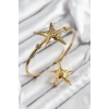 Mey İthalat® Pirinç Deniz Yıldızı Model Gold Renk Bileklik Yüzük Set