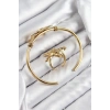 Mey İthalat® Pirinç Deniz Yıldızı Model Gold Renk Bileklik Yüzük Set