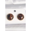 Mey İthalat® Pirinç Gold Renk 3D Daire Leopar Model Kadın Küpe