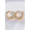 Mey İthalat® Pirinç Gold Renk Asimetrik Kıvrım Küpe