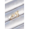 Mey İthalat® Pirinç Gold Renk Beyaz Mineli Kalp Model Kadın Yüzük