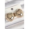 Mey İthalat® Pirinç Gold Renk Bombe Kalp Model Kadın Küpe