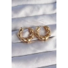 Mey İthalat® Pirinç Gold Renk Damla Kıvrım Tasarımlı Halka Küpe