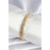 Mey İthalat® Pirinç Gold Renk Damla Model Zirkon Taşlı Kadın Bileklik