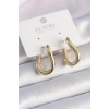 Mey İthalat® Pirinç Gold Renk Halka Model Kadın Küpe