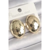 Mey İthalat® Pirinç Gold Renk İşlemeli Bombe Oval Model Kadın Küpe