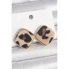 Mey İthalat® Pirinç Gold Renk Kare Leopar Model Kadın Küpe