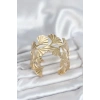 Mey İthalat® Pirinç Gold Renk Levha Yelpaze Model Kadın Bileklik