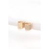 Mey İthalat® Pirinç Gold Renk Taşlı Minimal Küpe