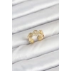 Mey İthalat® Pirinç Gold Renk Yonca Model Kadın Yüzük