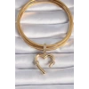 Mey İthalat® Pirinç Gold Renk Zirkon Taş Detaylı Kalp Figür Ajda Charm