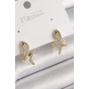 Mey İthalat® Pirinç Gold Renk Zirkon Taşlı Yılan Model Kadın Küpe