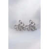 Mey İthalat® Pirinç Gümüş Renk Fiyonk Küpe