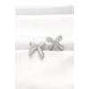 Mey İthalat® Pirinç Gümüş Renk Fiyonk Küpe