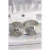 Mey İthalat® Pirinç Gümüş Renk Kalp İşlemeli Daire Plaka Model Kadın Küpe