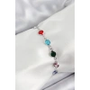 Mey İthalat® Pirinç Gümüş Renk Karışık Renk Zirkon Taşlı Kadın Bileklik