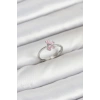 Mey İthalat® Pirinç Gümüş Renk Pembe Kelebek Kadın Yüzük