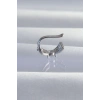 Mey İthalat® Pirinç Gümüş Renk Zirkon Taş Kaplama Earcuff Küpe