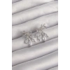 Mey İthalat® Pirinç Gümüş Renk Zirkon Taşlı Fiyonk Küpe