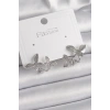 Mey İthalat® Pirinç Gümüş Renk Zirkon Taşlı Kelebek Model Kadın Küpe