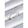 Mey İthalat® Pirinç Gümüş Renk Zirkon Taşlı Oval Beyaz Mineli Kadın Yüzük